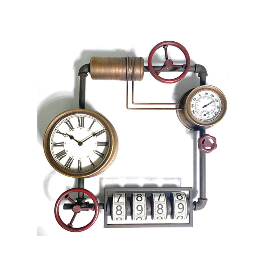 Industrial Mechanical Pipe Clock 57cm image 0